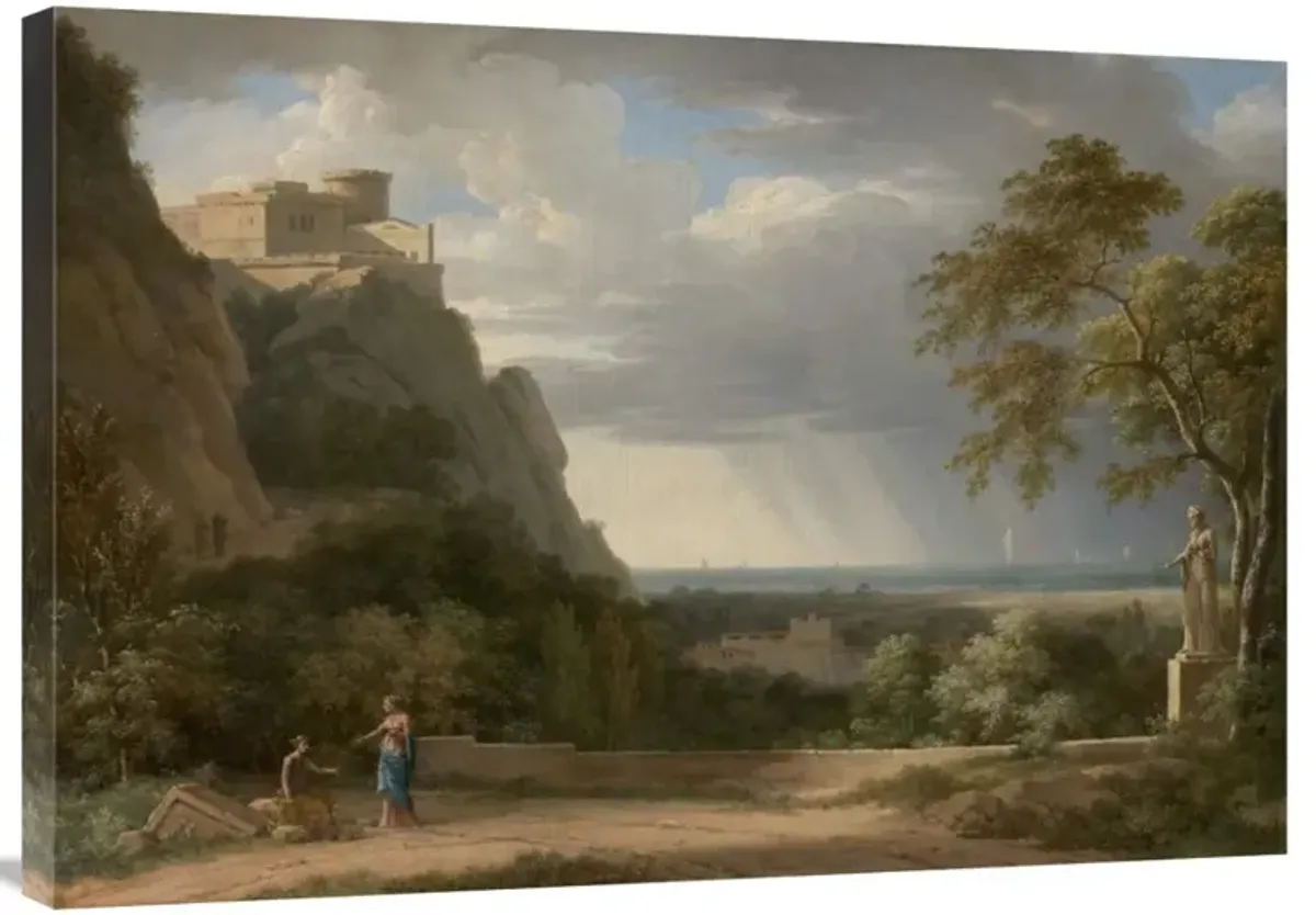 Classical Landscape with Figures and Sculpture-Canvas Art-36x25.2