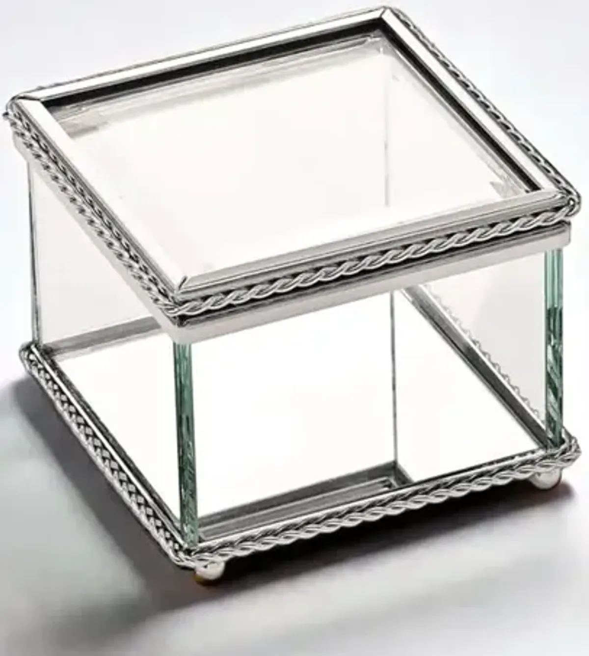 3.25" Square Glass Box with Hinged Lid