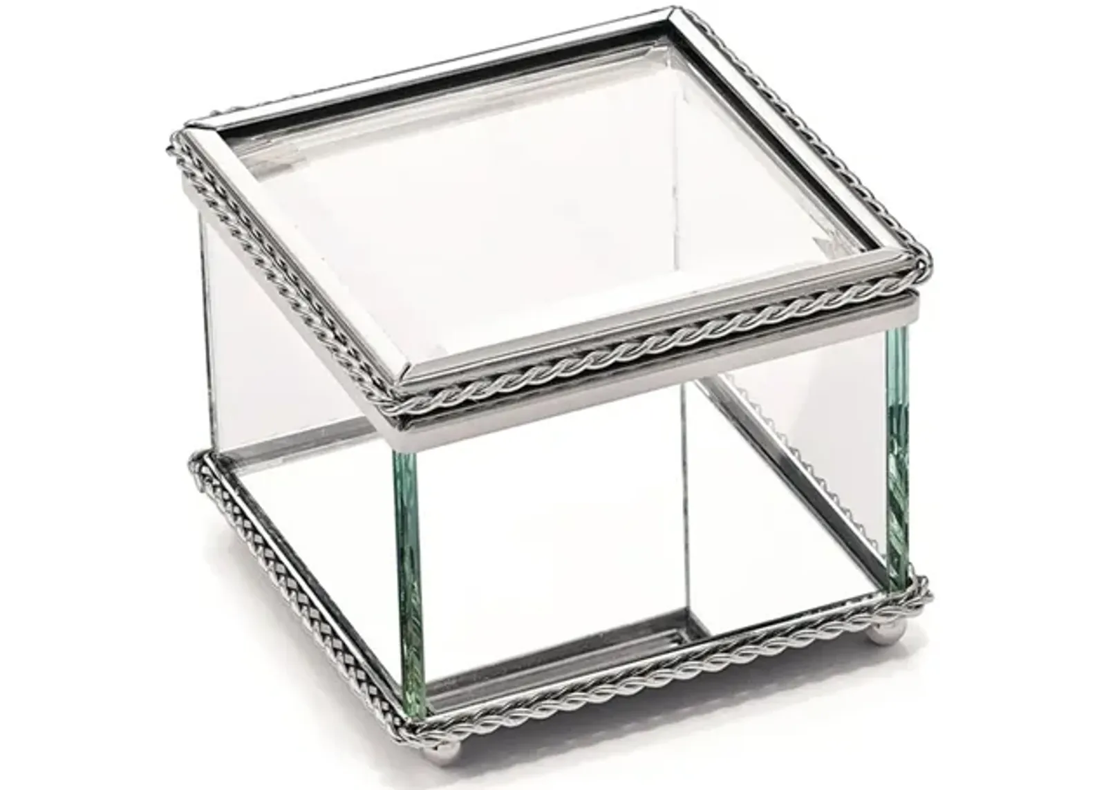 3.25" Square Glass Box with Hinged Lid