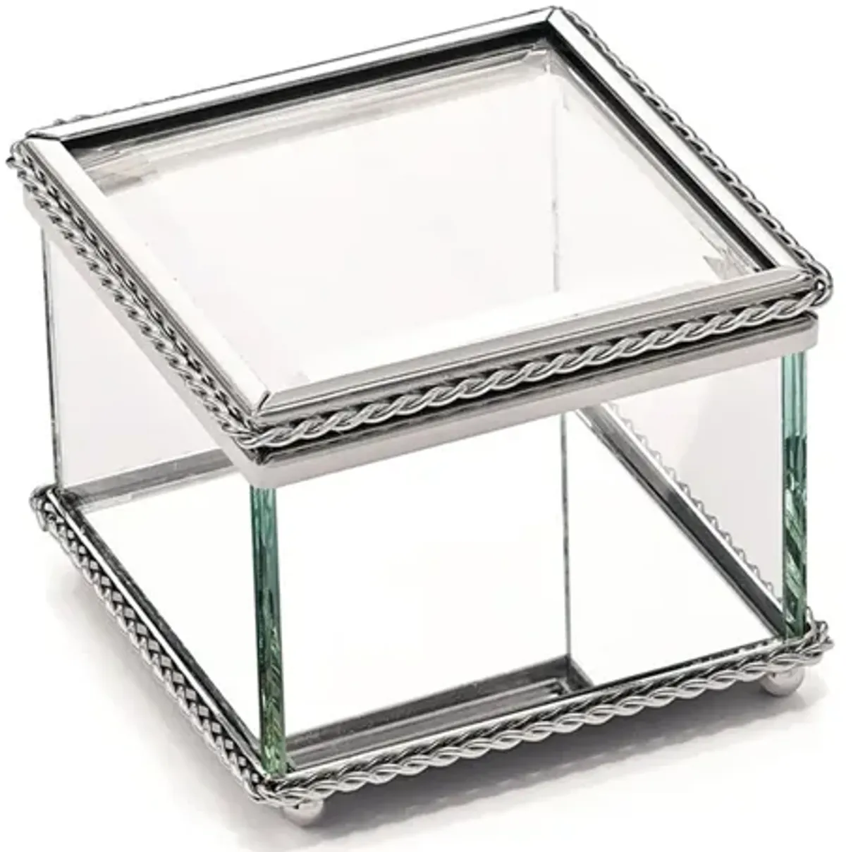 3.25" Square Glass Box with Hinged Lid