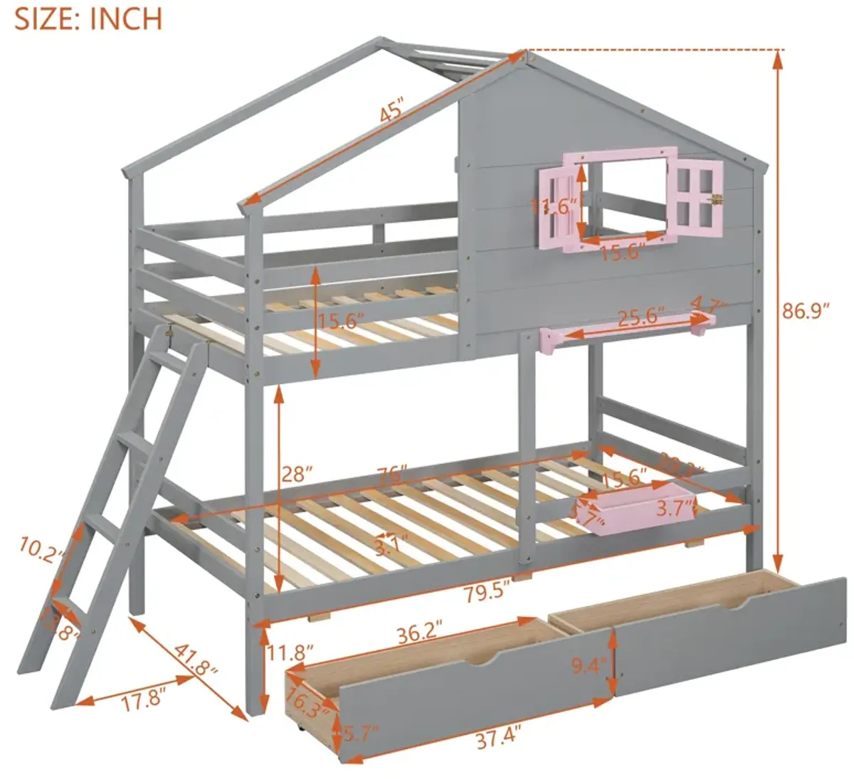 Merax Wood Bunk Bed with Storage Drawers