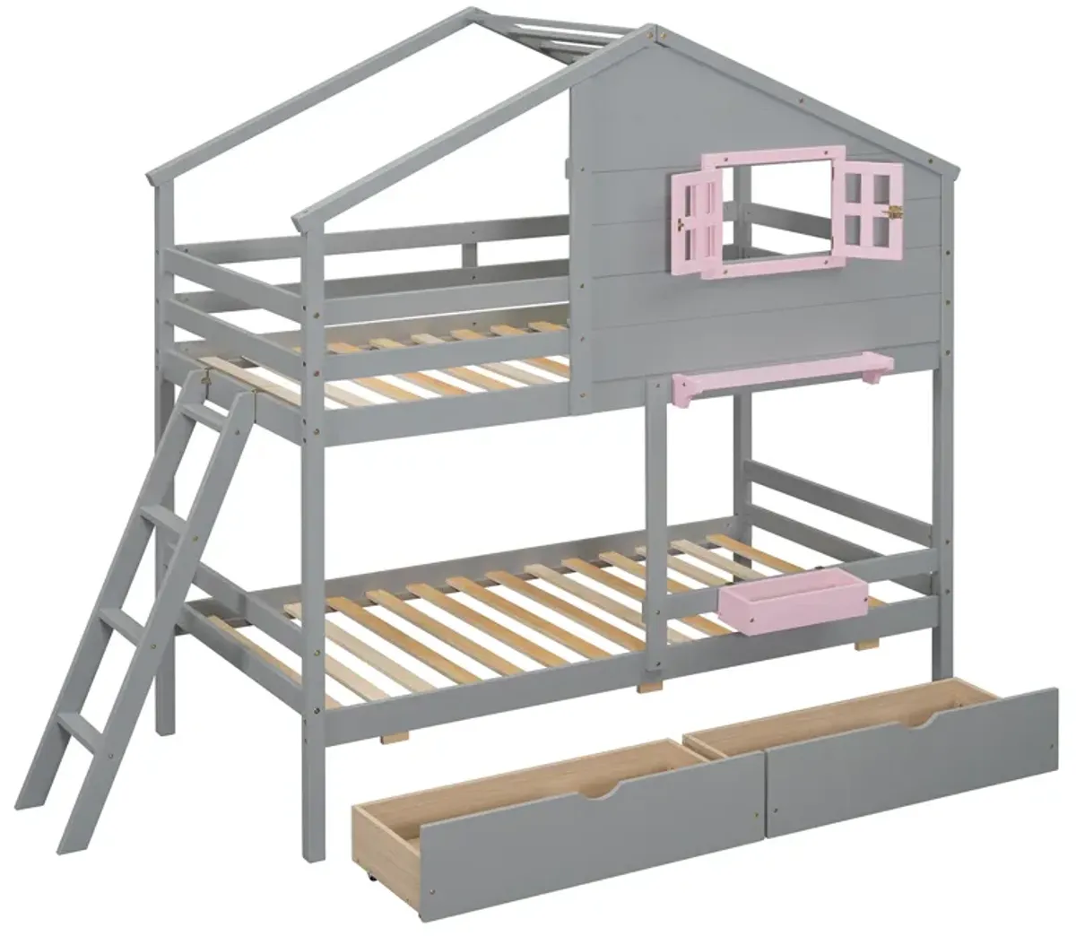 Merax Wood Bunk Bed with Storage Drawers