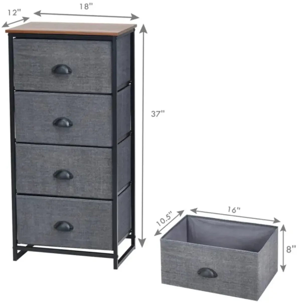 Hivvago Chest Storage Tower Side Table Display Storage with 4 Drawers