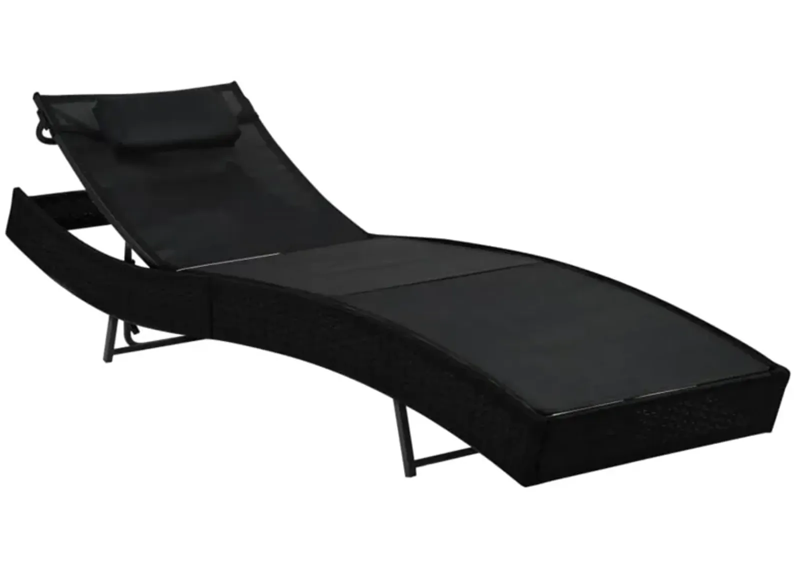 vidaXL Sun Lounger with Pillow Poly Rattan Black