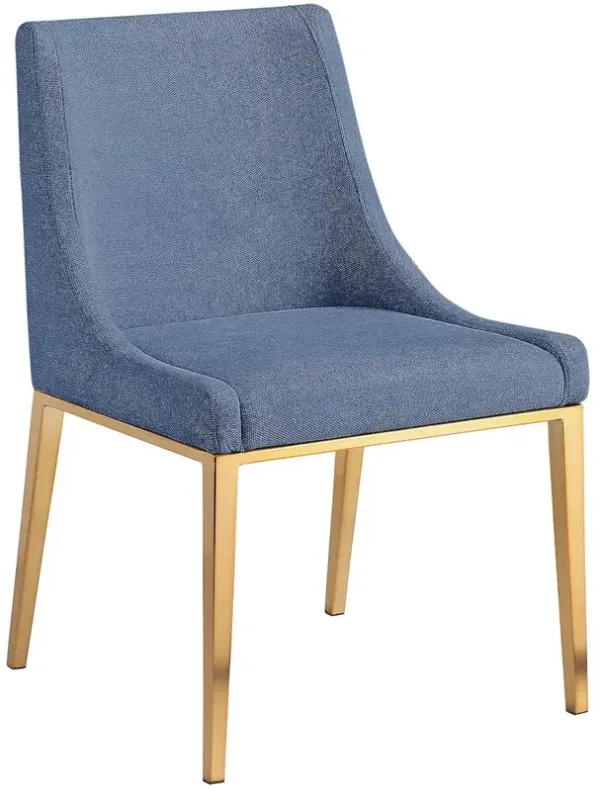 Meridian Furniture Haines Navy Linen Textured Polyester Fabric Dining Chair