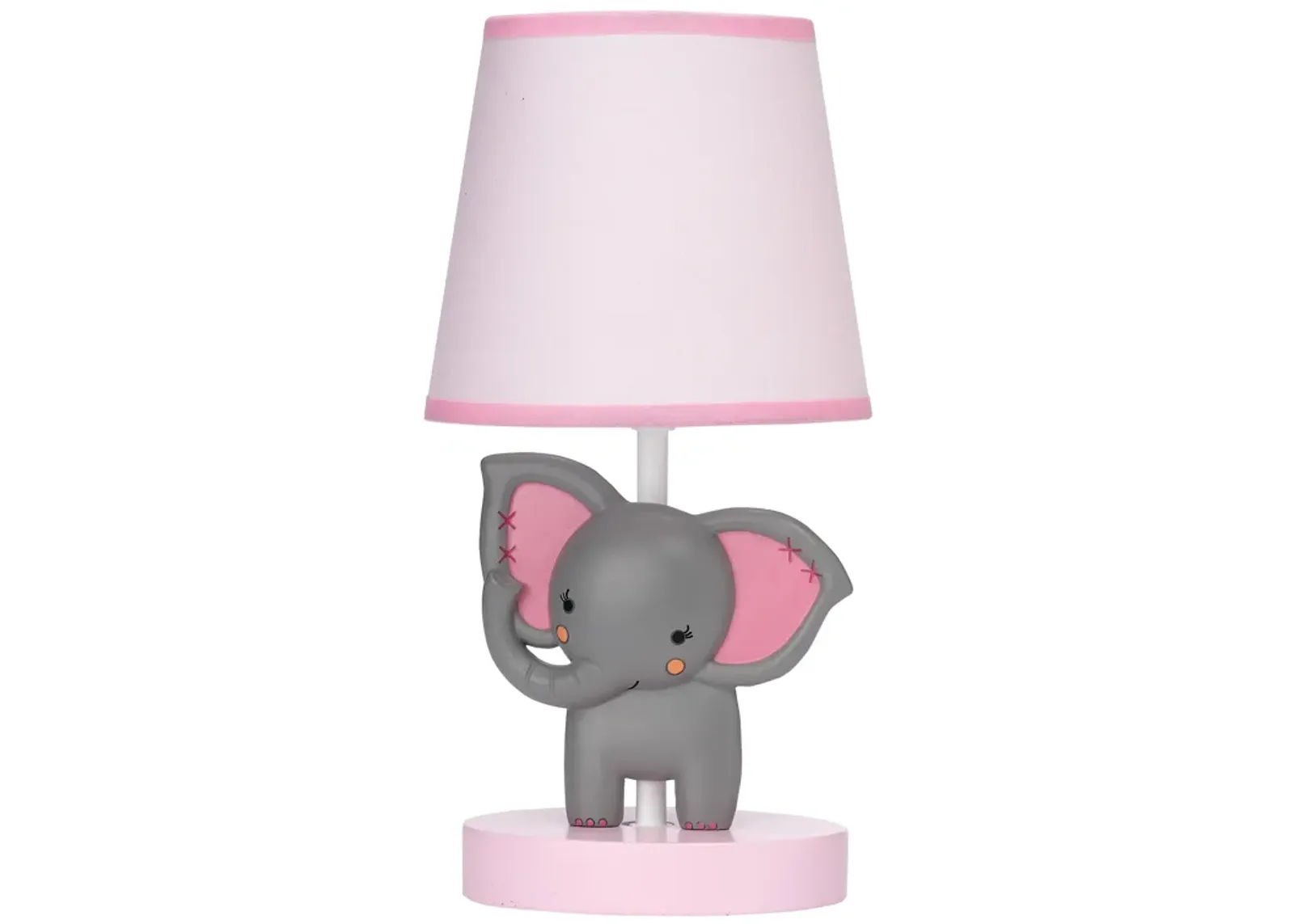 Bedtime Originals Twinkle Toes Lamp with Shade & Bulb - Pink, Gray, Animals