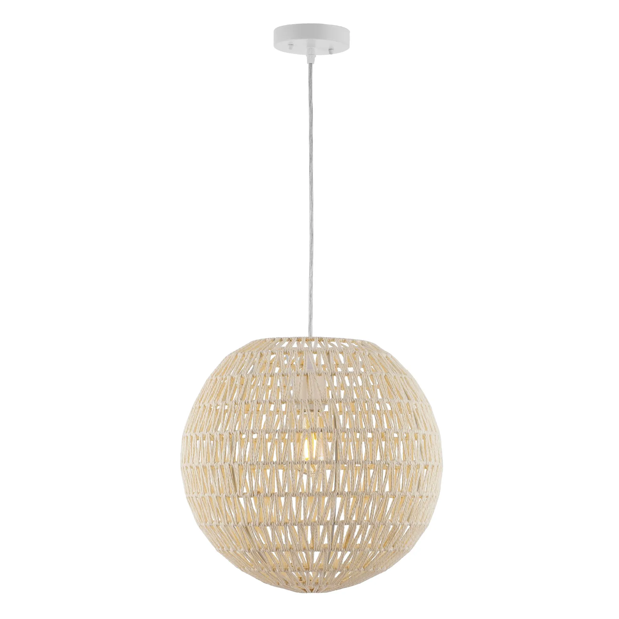 Luna Bohemian Modern Woven Rattaniron LED Pendant