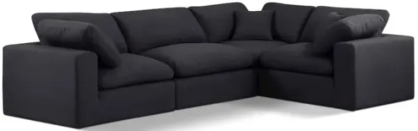 Meridian Furniture Comfy Black Linen Textured Fabric Modular Sectional