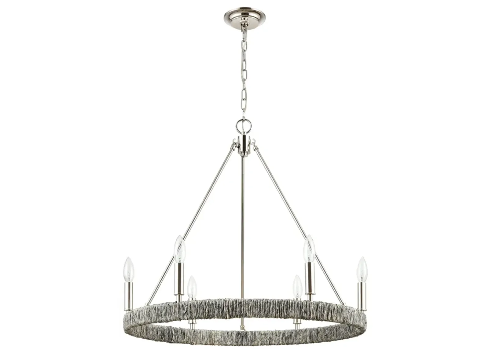 Abaca 27" Wide 6-Light Chandelier in Silver