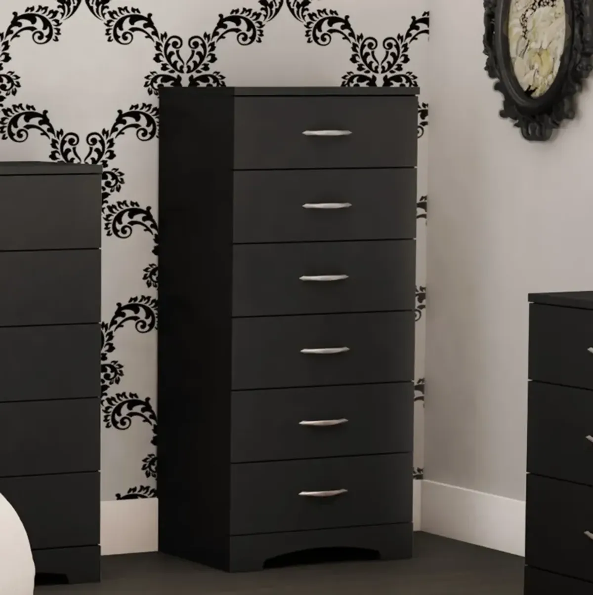 Hivvago Black 6-Drawer Lingerie Chest for Contemporary Bedroom