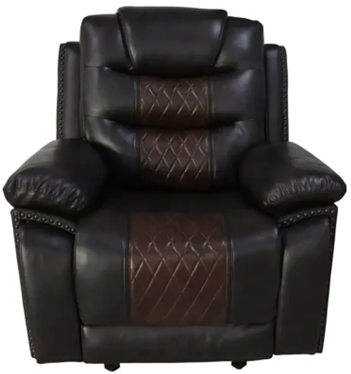 Asher 39 Inch Manual Recliner Chair, Wood, Pocket Coils, Brown Faux Leather - Benzara