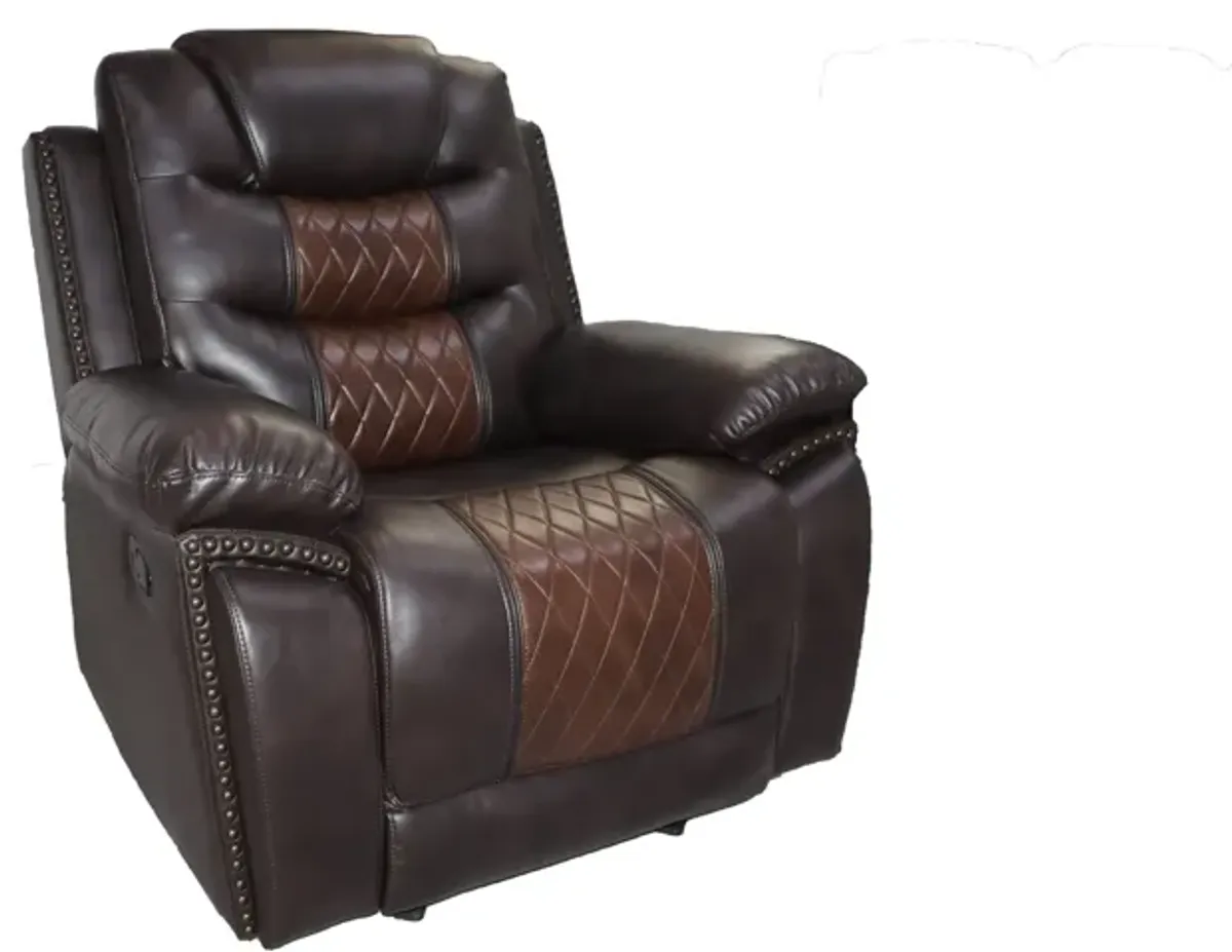 Asher 39 Inch Manual Recliner Chair, Wood, Pocket Coils, Brown Faux Leather - Benzara