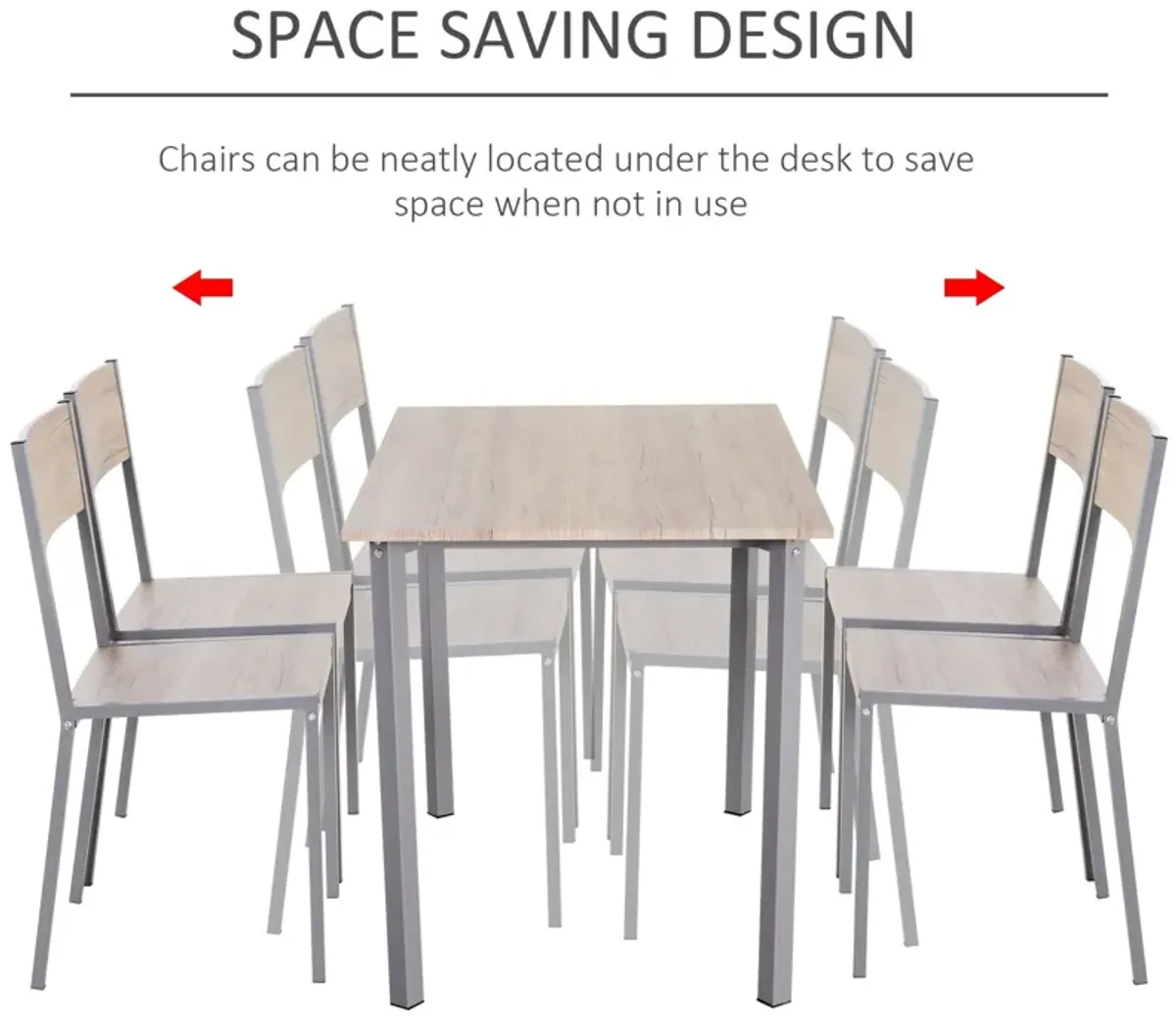 Modern Natural/Grey Dining: 5-Piece Kitchen Table & Chairs Set