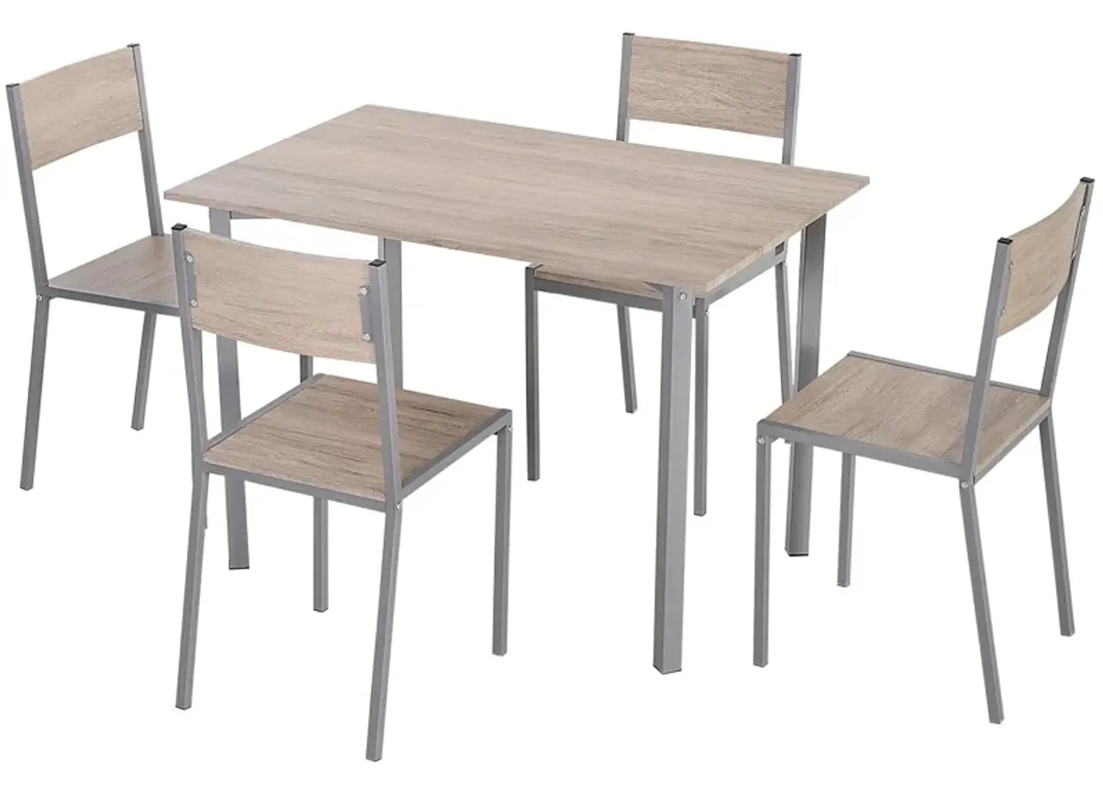 Modern Natural/Grey Dining: 5-Piece Kitchen Table & Chairs Set