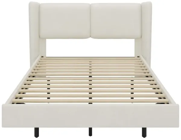 Merax Velvet Fabric Floating Platform Bed Frame with LED Lights