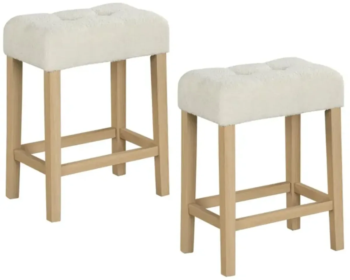 Hivvago Modern Counter Height Bar Stools Set of 2 with Rubber Wood Legs