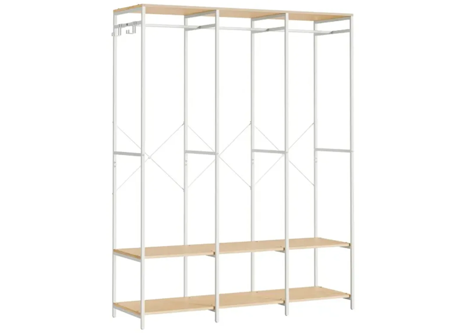 3-Column Clothes Rack with Multiple Hanging Rods for Maximum Storage Space