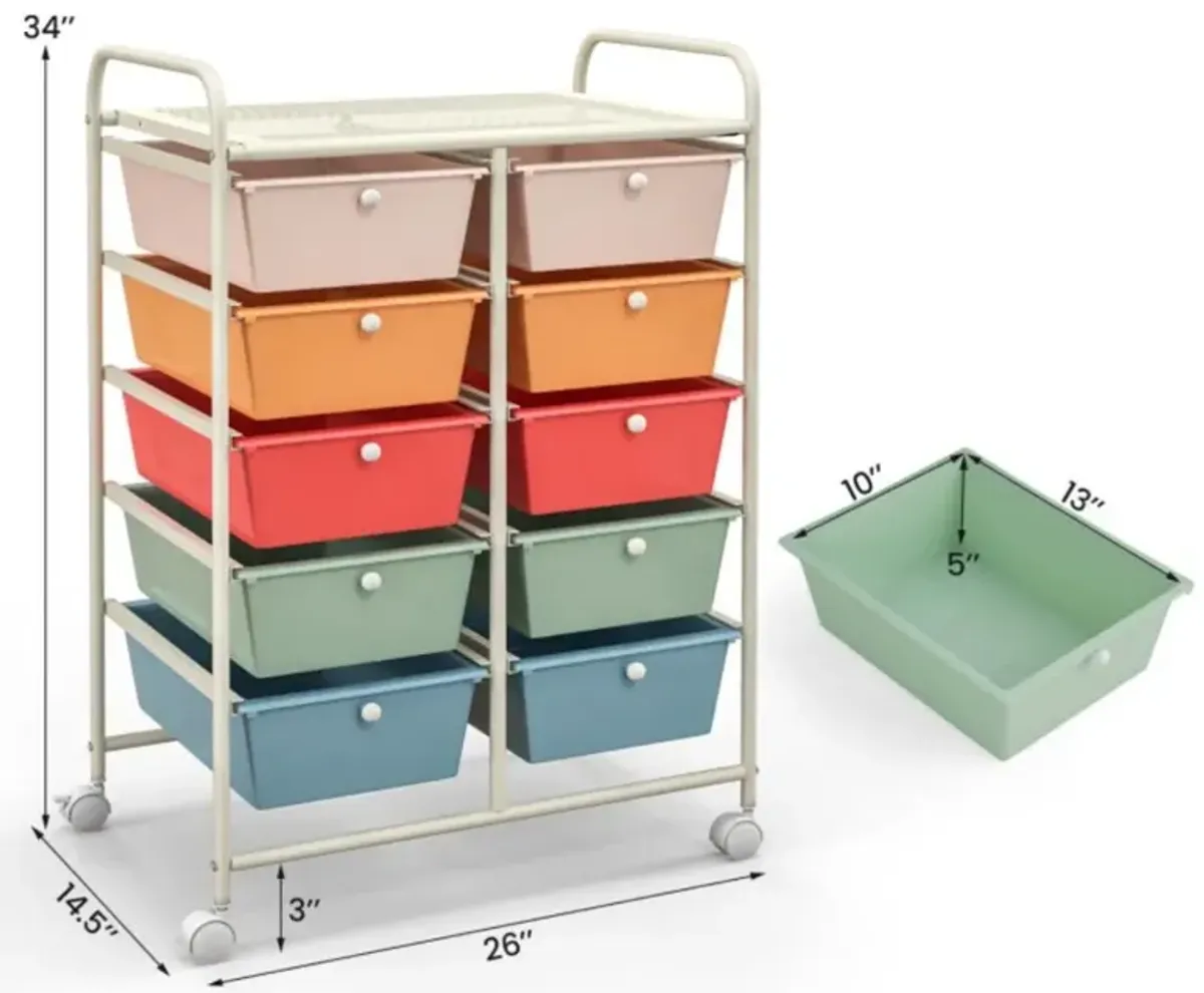 Hivvago 10-Drawer Rolling Storage Cart