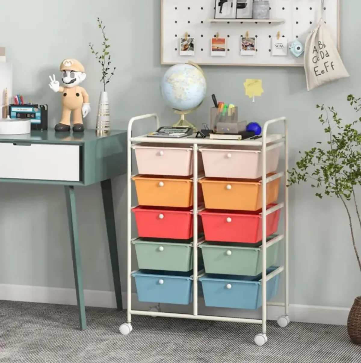 Hivvago 10-Drawer Rolling Storage Cart