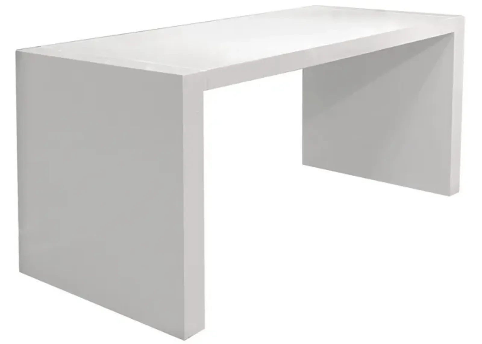 Lulu 28 Inch Minimalist Computer Desk Console with Panel Legs, Pure White-Benzara