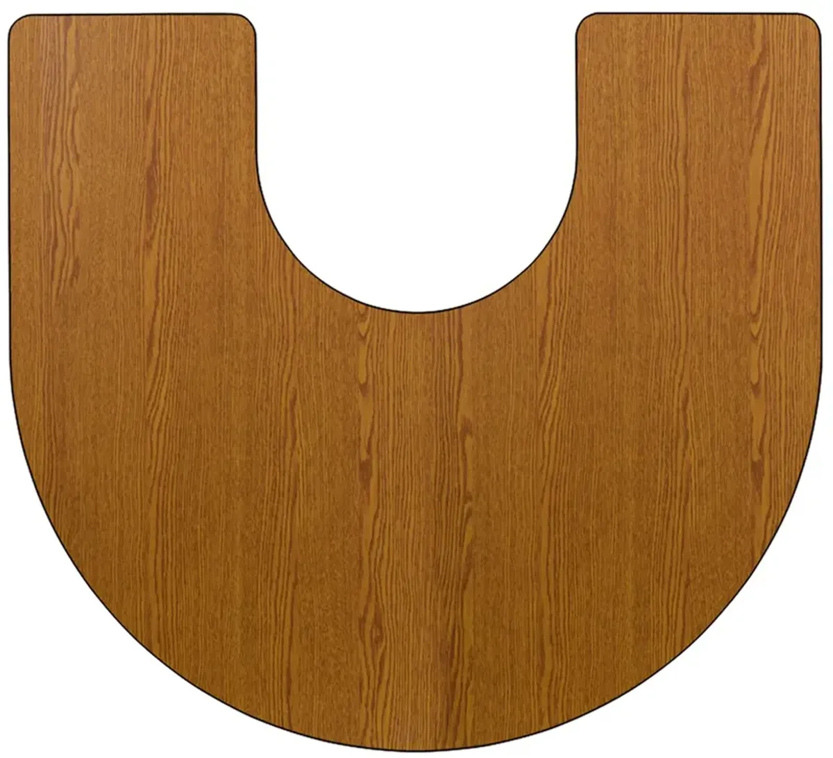 Flash Furniture 60''W x 66''L Horseshoe Oak Thermal Laminate Activity Table - Standard Height Adjustable Legs