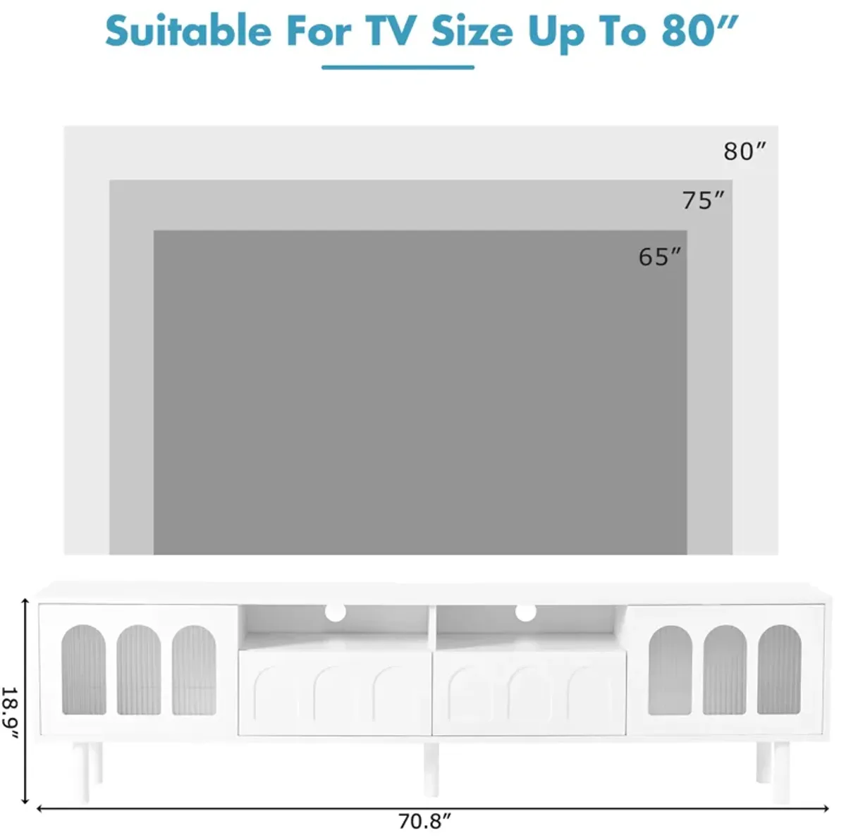 Merax Cream Style TV Stand with LED Light Strip