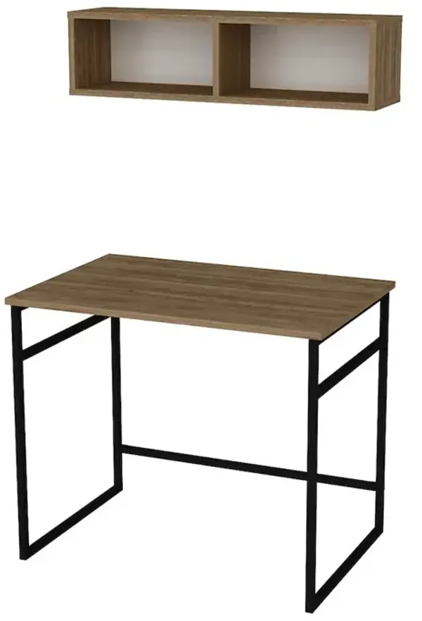 Decorotika Gama Computer Desk-Oud Oak & Black
