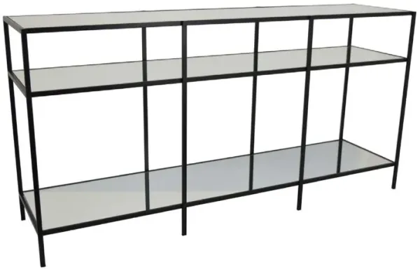 Woly Plant Stand Rack, 2 Glass Shelves, 59 Inch Industrial Black Metal