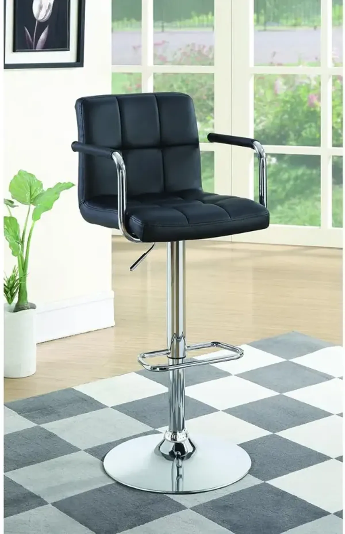 Coaster Co. of America Palomar Adjustable Height Bar Stool Black and Chrome