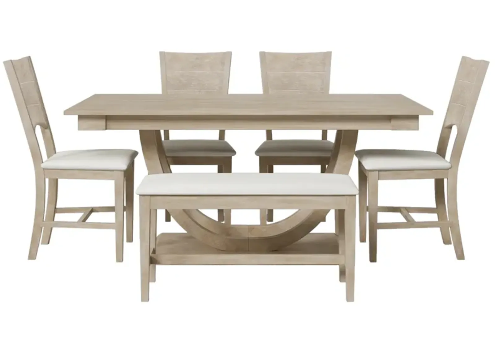 Merax 6-Piece Wood Half Round Dining Table Set