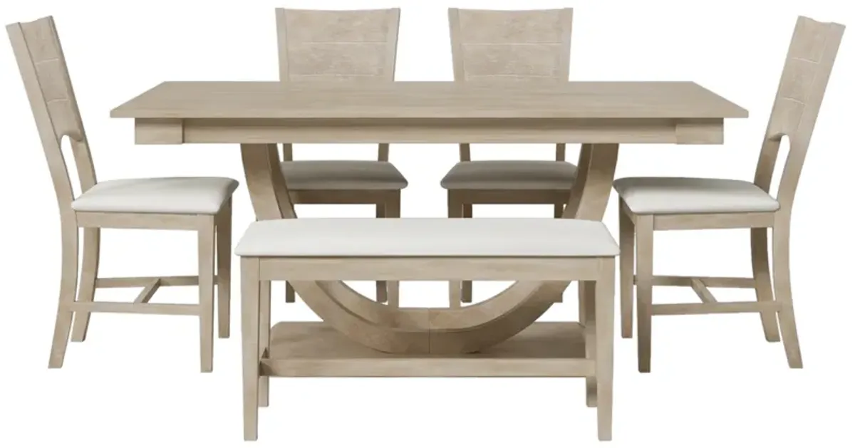 Merax 6-Piece Wood Half Round Dining Table Set