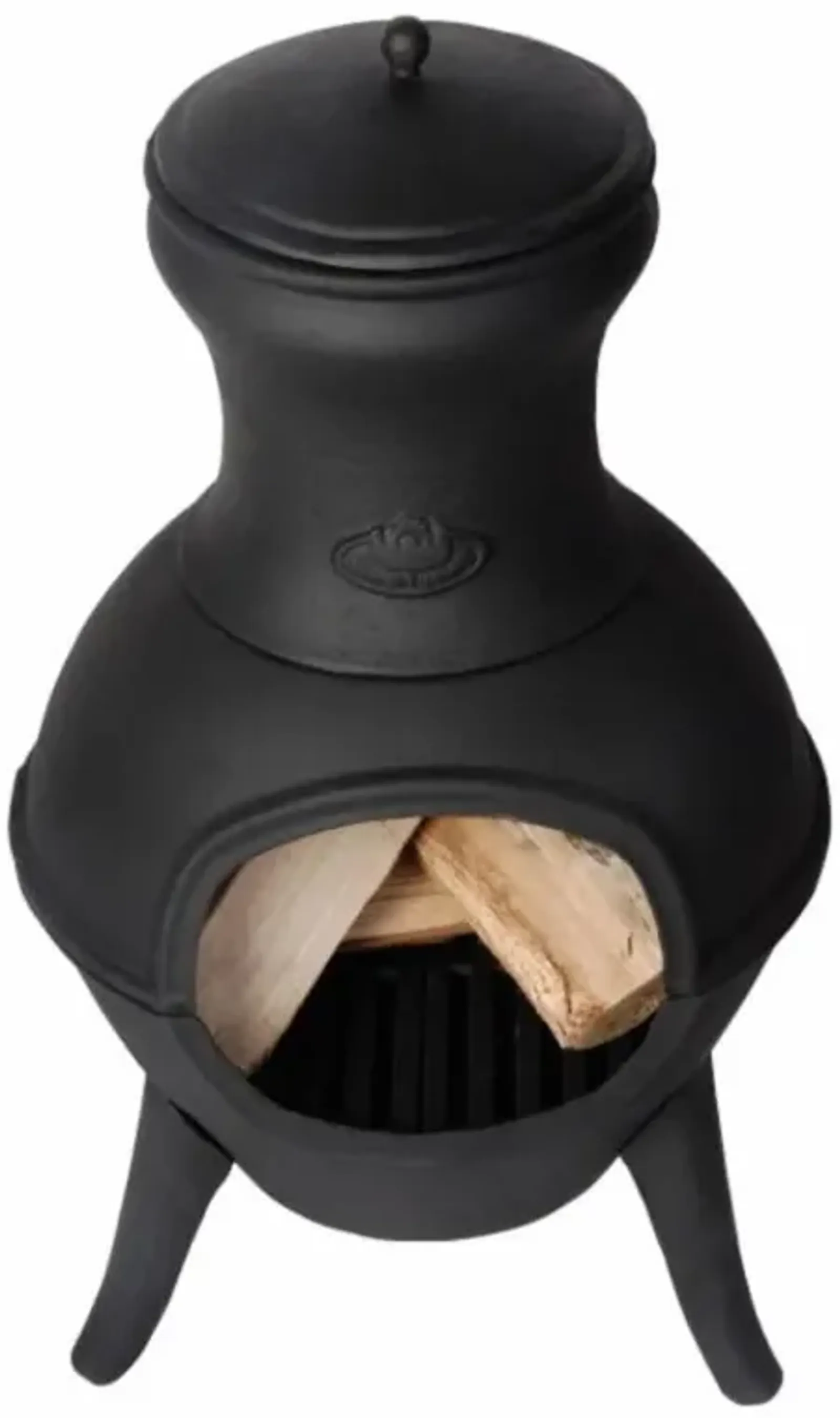 Small Black Outdoor Cast Iron Chimenea Wood Burning Fire Pit