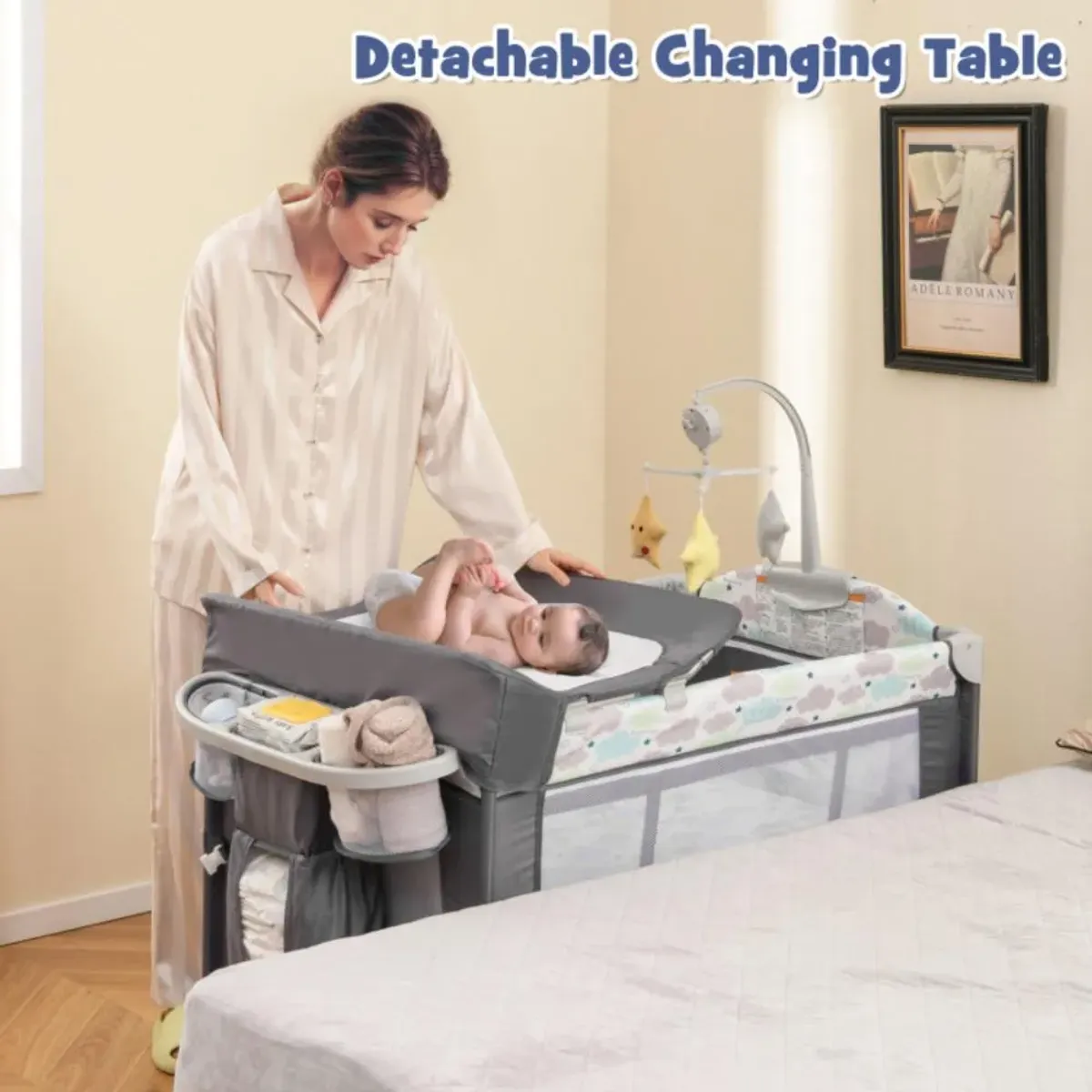 Hivvago 5-in-1 Portable Baby Beside Bassinet with Diaper Changer