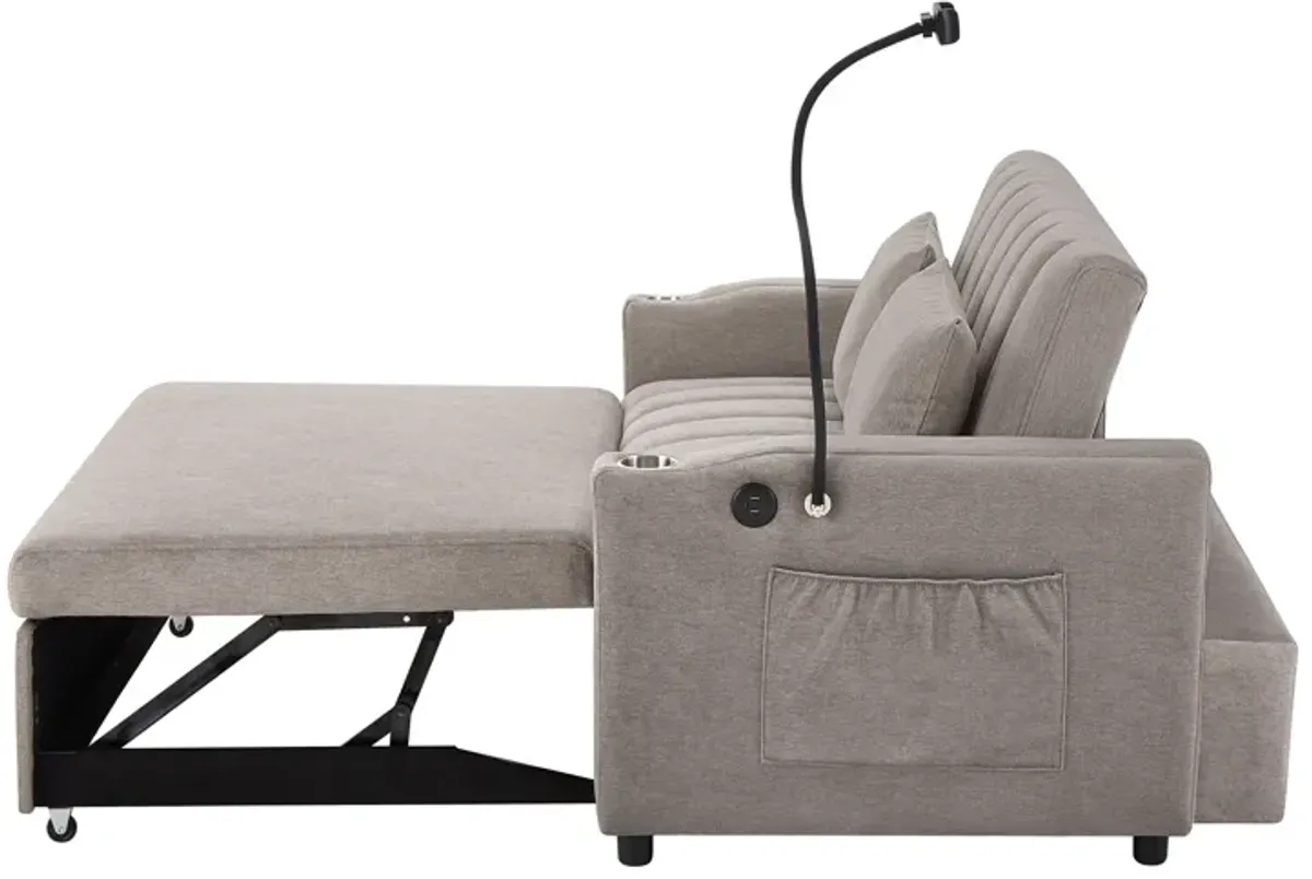 Merax Convertible Sofa Bed Loveseat with 3 USB Ports