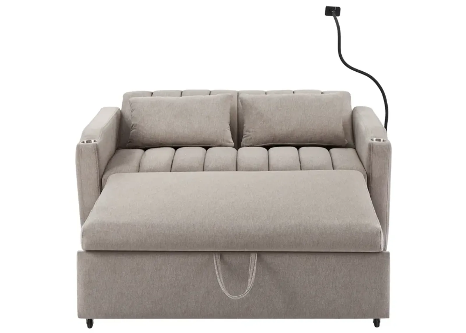 Merax Convertible Sofa Bed Loveseat with 3 USB Ports