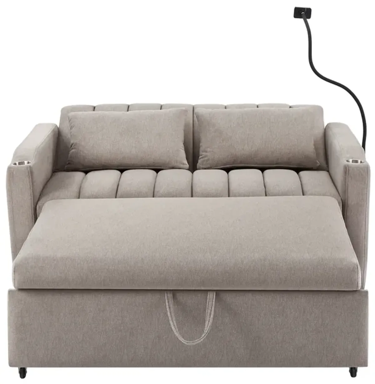 Merax Convertible Sofa Bed Loveseat with 3 USB Ports