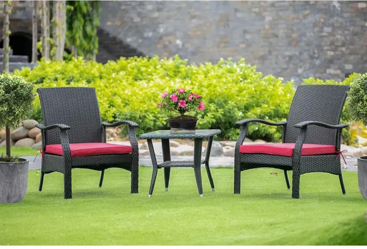 Wicker Patio Set Black