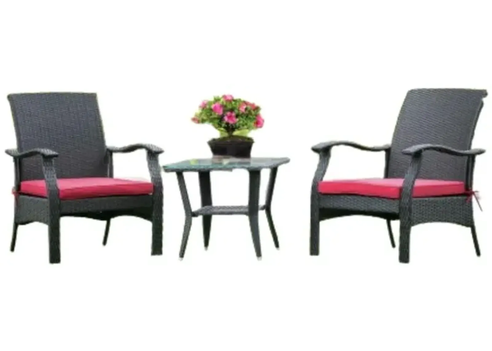 Wicker Patio Set Black