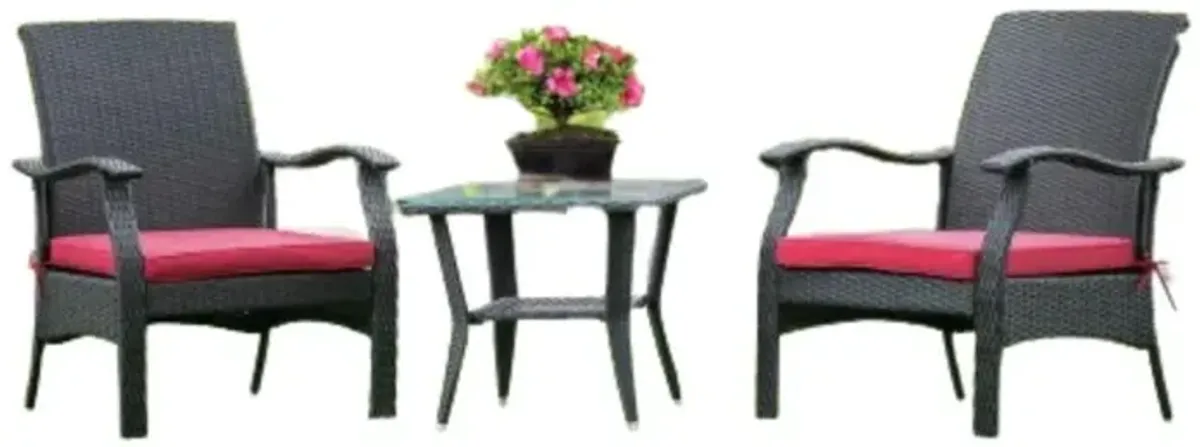 Wicker Patio Set Black