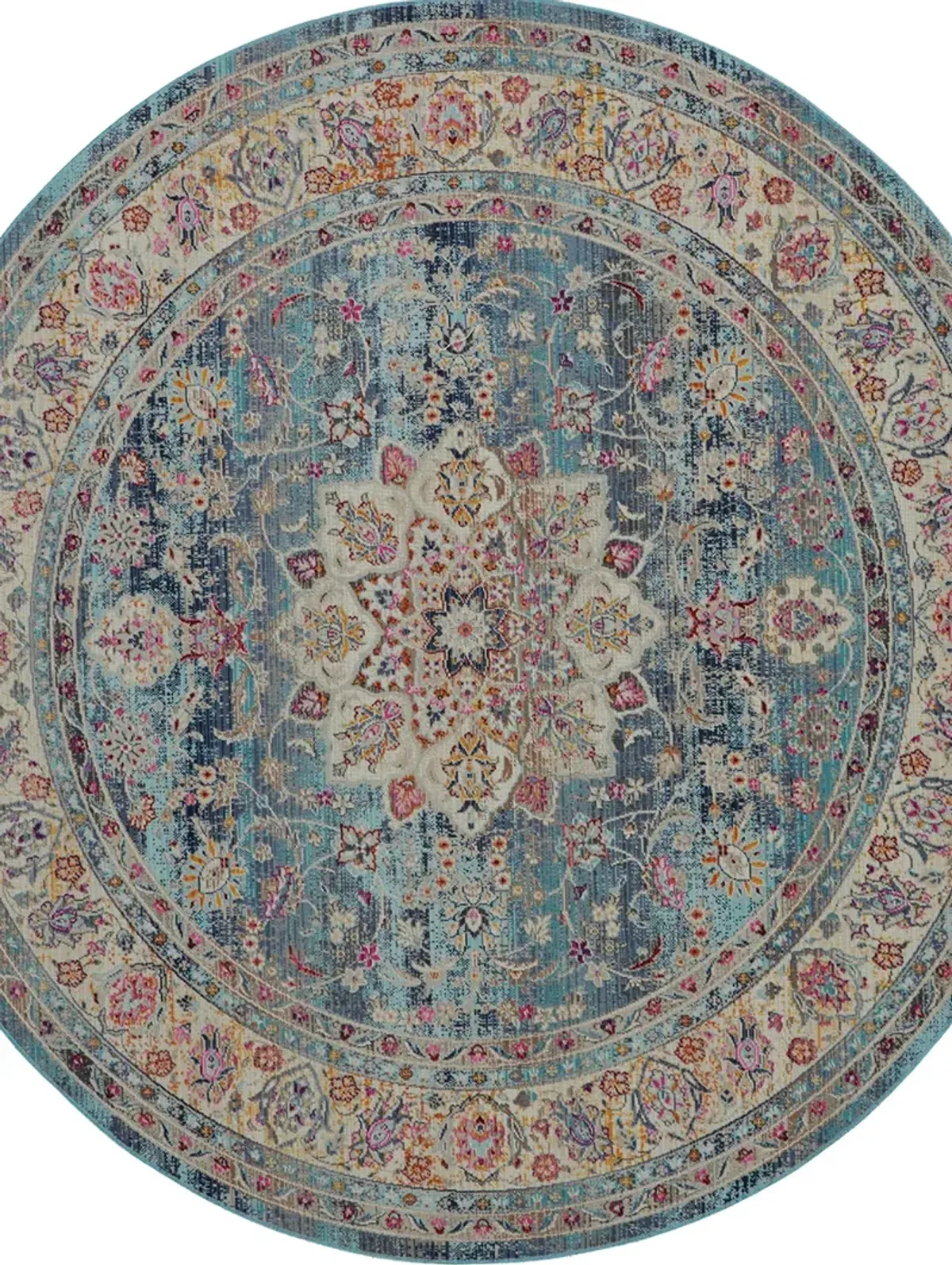 Vintage Kashan VKA01 Blue 6' x Round Rug