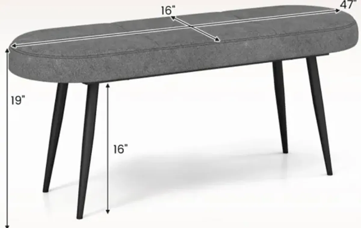 Hivvago 47 Inch Upholstered Entryway Bench with Heavy-duty Metal Frame