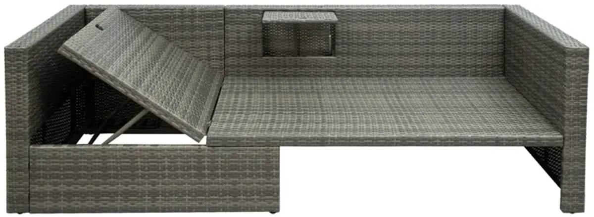 Patio Furniture Sets, 5-Piece Patio Wicker Sofa With Adjustable Backrest, Cushions, Ottomans