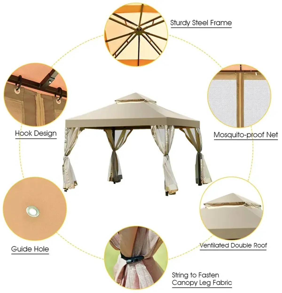 Outdoor 2-Tier 10 Feet x 10 Feet Screw-free Structure Shelter Gazebo Canopy