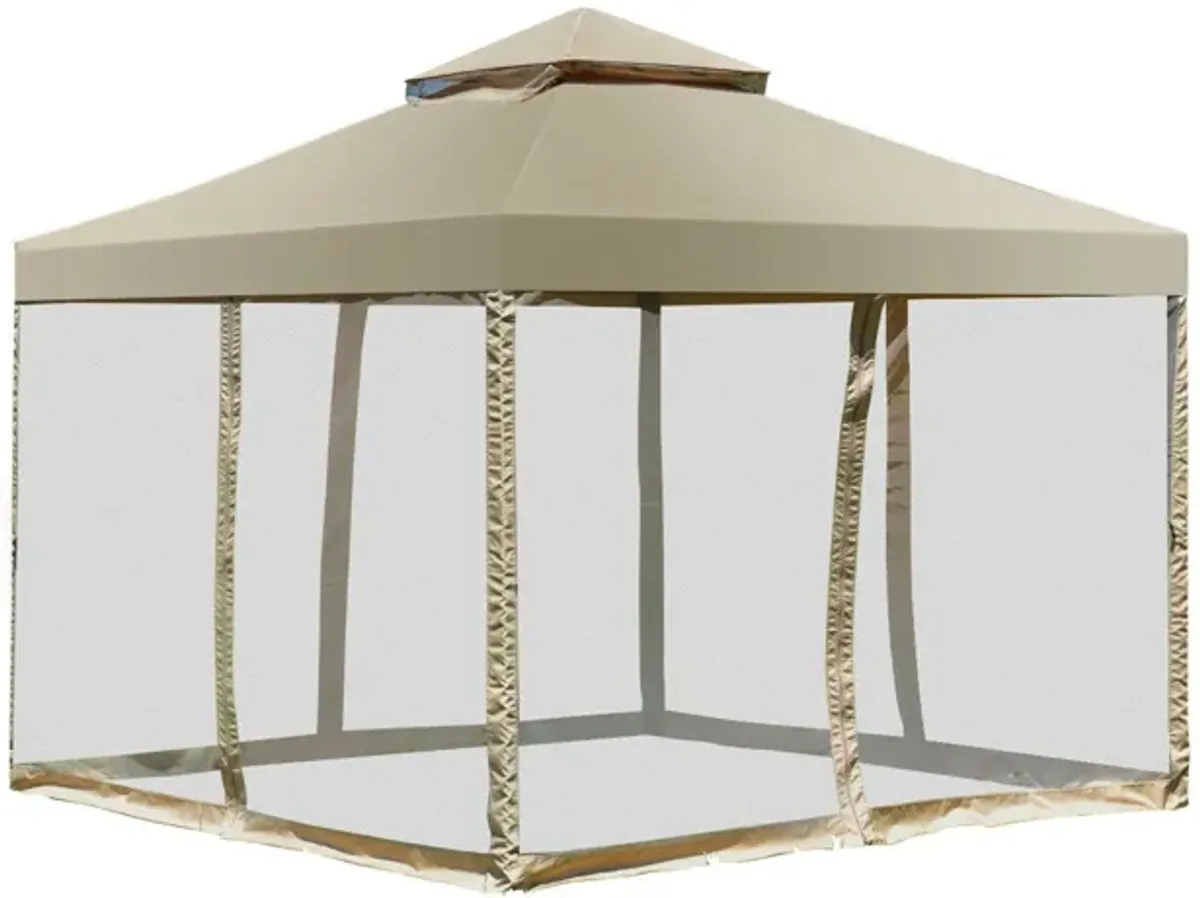 Outdoor 2-Tier 10 Feet x 10 Feet Screw-free Structure Shelter Gazebo Canopy