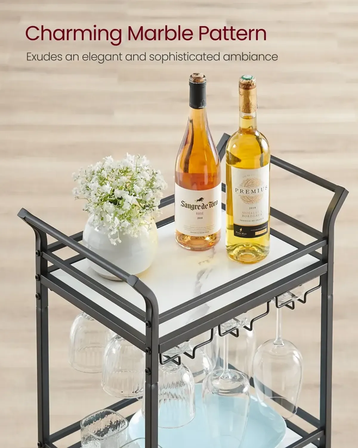 Bar Cart for Stylish and Convenient Beverage Storage and Serving