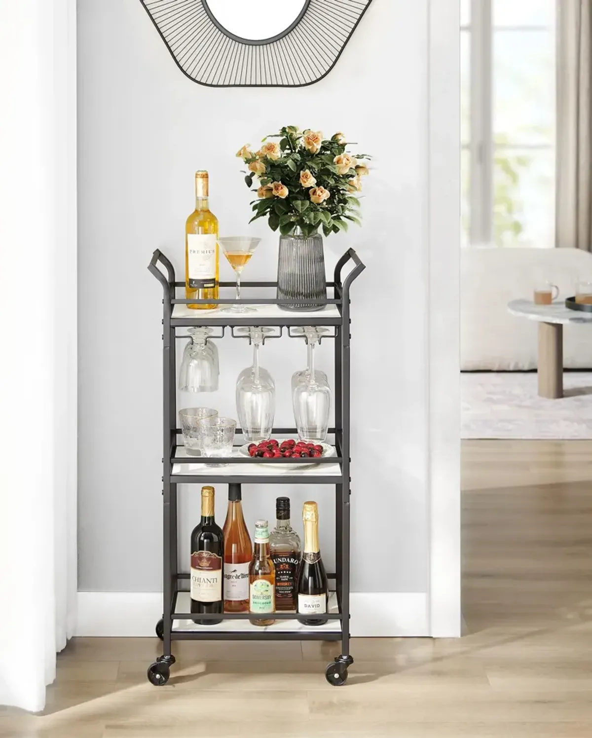 Bar Cart for Stylish and Convenient Beverage Storage and Serving