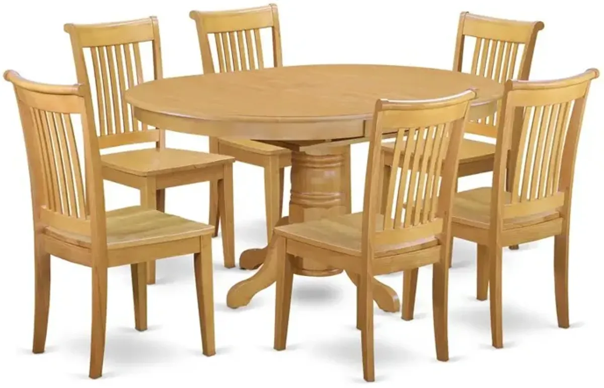 Dining Room Set Oak, AVPO7-OAK-W