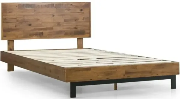 Hivvago Rustic FarmHome Low Profile Pine Slatted Platform Bed in Queen