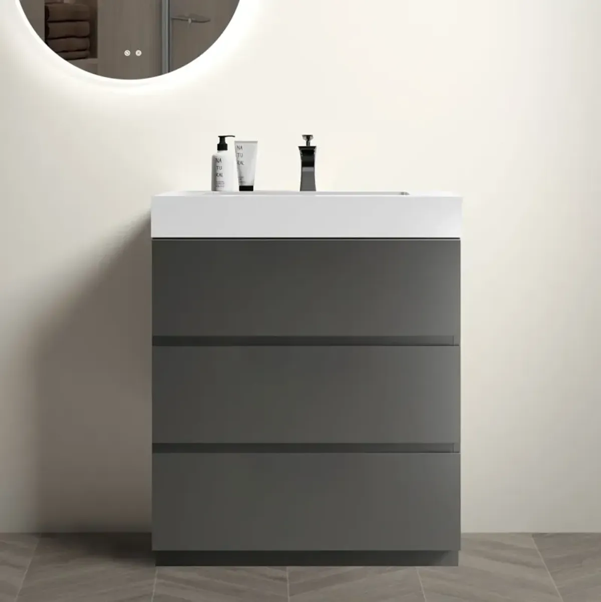 Alice 30" Gray Bathroom Vanity With Sink And Storage