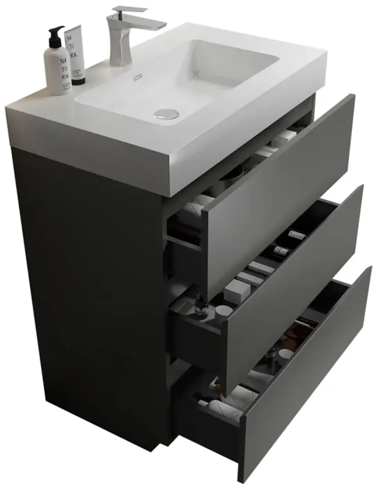 Alice 30" Gray Bathroom Vanity With Sink And Storage